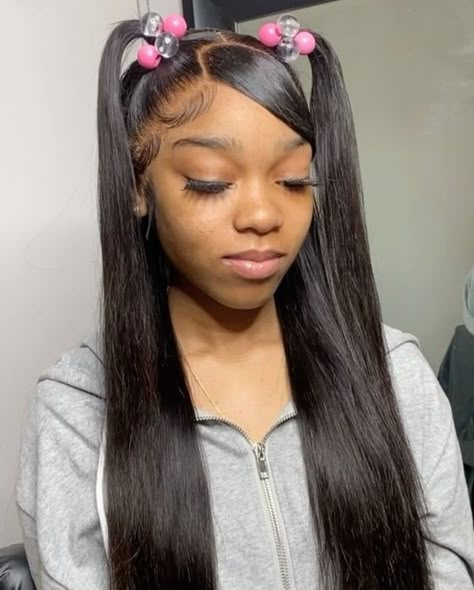 Lace Front Pigtails, Two Pigtails Half Up Half Down Swoop, Bratz Ponytail, Pigtales Hairstyles, Cute Barbie Hairstyles, Barbie Hairstyles, Wig Installs, Pumpkin Hair, Barbie Hairstyle