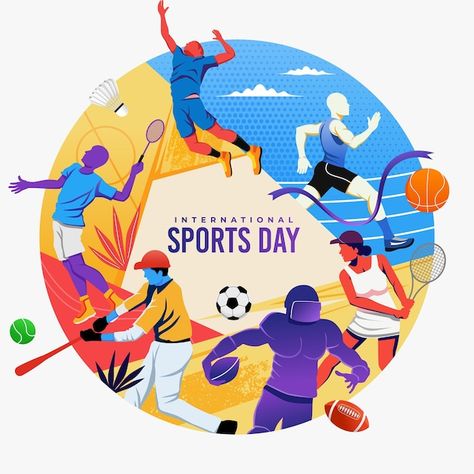 Sports Day Banner, Sports Day Decoration, Sports Day Poster, Sports Illustrations Art, Sports Illustrations Design, Clip Art Design, Sports Drawings, School Murals, Sport Banner