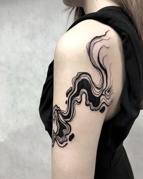 Marbling Tattoo, Ink Spill Tattoo, Marble Tattoo, Body Markings, Blackout Tattoo, Muster Tattoos, Water Marble, Waves Tattoo, Abstract Tattoo