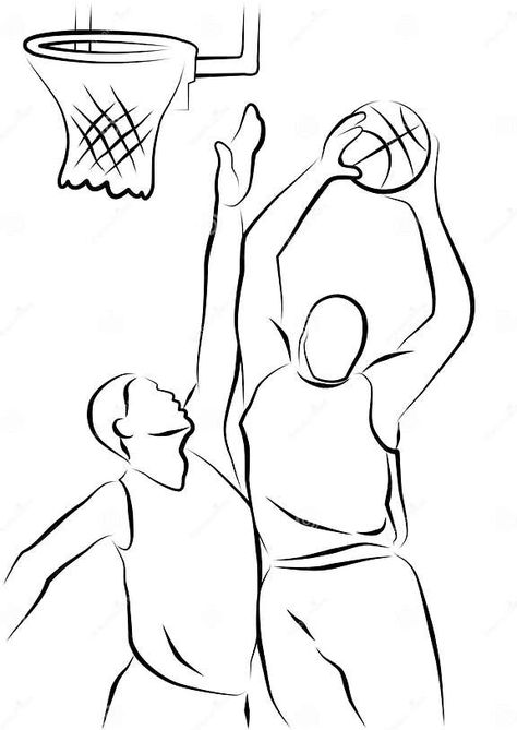 Basketball Players stock illustration. Illustration of sport - 18196106 Basketball Art Draw, Sport Drawing Ideas Art, Playing Basketball Drawing, People Playing Basketball, Basketball Player Drawing, Graduation Cap Drawing, Basketball Drawings, Cap Drawing, Basketball Women