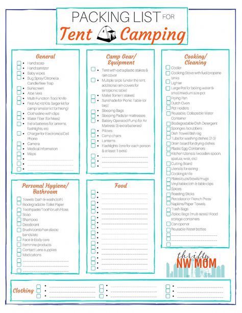 #camping #tent We love camping and great resources are a must even after 40 plus years of camping #campingtrips Tent Camping Checklist, Packing List Template, Camping Gear List, Camper Diy, Zelt Camping, Camping Accesorios, Survival Knives, Camping Packing List, Survival Quotes