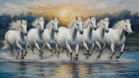 Seven, 7, white horses, running horses, horses, landscape, painting, sun, water, trees, clouds, buy, sell 9 Horses Running Painting, 7 Running Horses With Sunrise, 5 Horses Running Painting, 7 Horses Painting On Canvas, 7horses Painting, Seven Horses Painting Hd, 7 Horses Running Wallpaper, Running Horse Wallpaper Hd, Seven Horses Wallpaper Hd