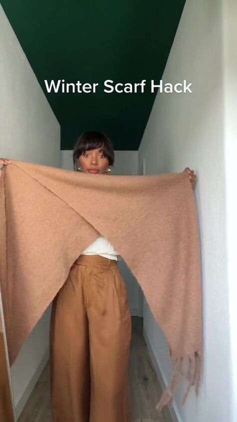 How To Fold A Blanket Scarf, Long Shawl Outfit, Mint Scarf Outfit, Tying A Pashmina Scarf, Mustard Scarf Outfit Winter, Scarf Sweater Outfit, Blanket Scarf Outfit How To Wear A, Scarf As Sweater, How To Wear A Sweater Scarf