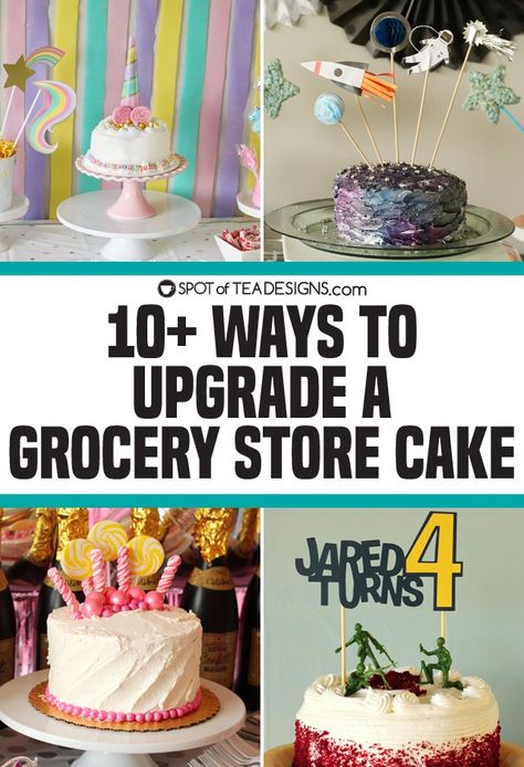 Grocery Store Cupcake Makeover, Diy Store Cake Makeover, How To Make A Store Bought Cake Better, Store Bought Cake Hacks, Store Cake Hack, Grocery Store Cake Hack, Cake Hacks Store Bought, Costco Cake Makeover, Store Bought Cake Makeover