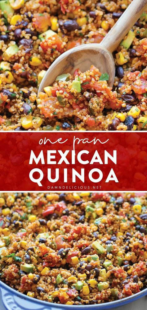 Easy Veggie Recipes, One Pan Mexican Quinoa, Quinoa Recipes Dinner, Quinoa Recipes Easy, Quinoa Recipes Healthy, Quinoa Dishes, Healthy Mexican Recipes, Mexican Quinoa, Easy Quinoa