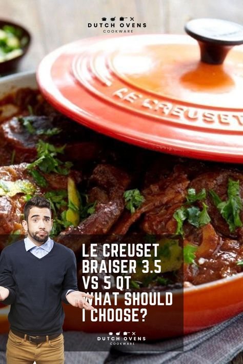 LE CREUSET BRAISER 3.5 vs 5 QT – WHAT SHOULD I CHOOSE? Le Creuset Braiser Recipes, Braiser Recipes, Dutch Oven Le Creuset, Le Creuset Braiser, Le Creuset Pots, Braised Recipes, La Creuset, Cast Iron Braiser, Braising Recipes