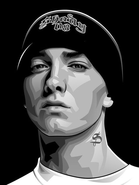 Eminem Drawing, Desenho Tom E Jerry, Vector Portraits, Vector Portrait Illustration, Monochromatic Art, Hip Hop Artwork, Pop Art Portraits, Dope Cartoon Art, Hip Hop Art