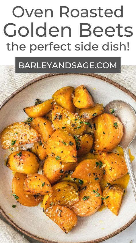 Roasted Yellow Beets, Golden Beets Recipe, Beats Recipe, Thanksgiving Dinner Sides, Roasted Golden Beets, Easy Thanksgiving Dinner, Beets Recipe, Golden Beets, Roasted Vegetable Recipes