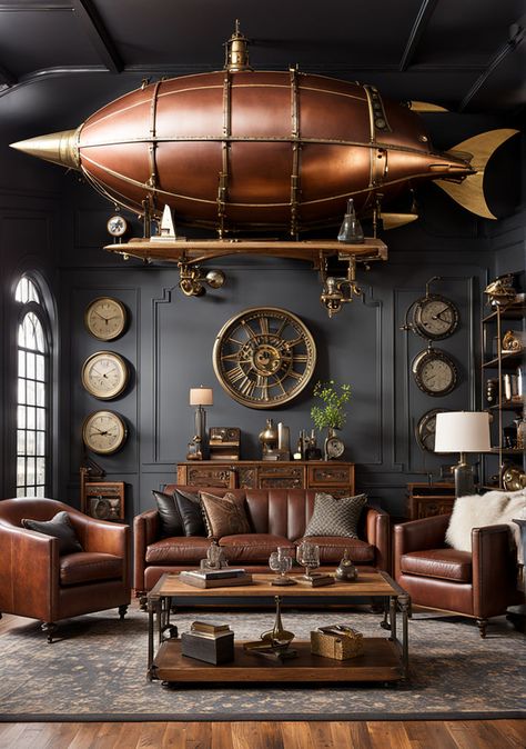 Steampunk Room Ideas, Steampunk Office Decor, Steampunk House Interiors, Steampunk Interior Design, Steampunk Office, Steampunk Rooms, Punk Decor, Steampunk Interior, Steampunk Home Decor