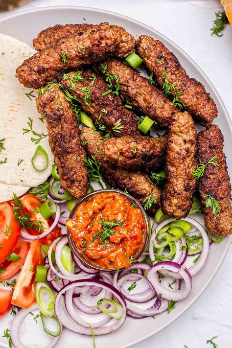 Cevapi (Balkan Sausages) Eastern Europe Recipes, Cevapi Recipe Croatian, Serbian Dinner Recipes, Cevapi Recipe Bosnian, Serbian Food Recipes, Belgian Recipes Authentic, Balkan Food Recipes, Traditional Serbian Recipes, Croatian Recipes In English