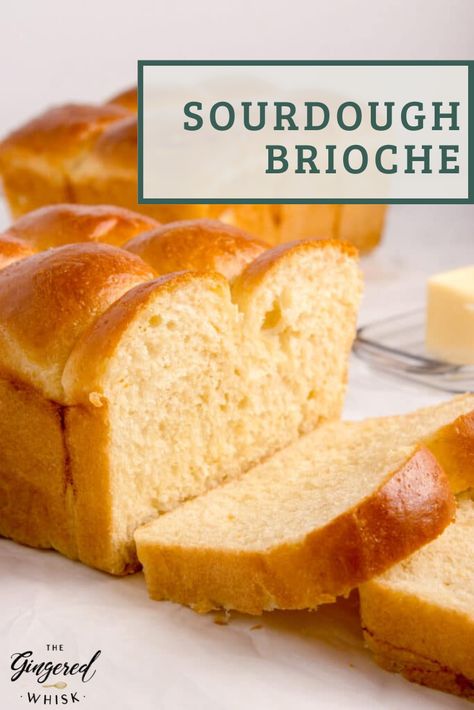 This sourdough brioche recipe yields a soft, buttery loaf with a delightfully tangy flavor. This bread is perfect for french toast or bread pudding. Sourdough Brioche, Brioche Bread Recipe, Starter Discard Recipes, Brioche Loaf, Brioche Dough, Everything Sourdough, Using Sourdough Starter, Recipe Using Sourdough Starter, Brioche Recipe