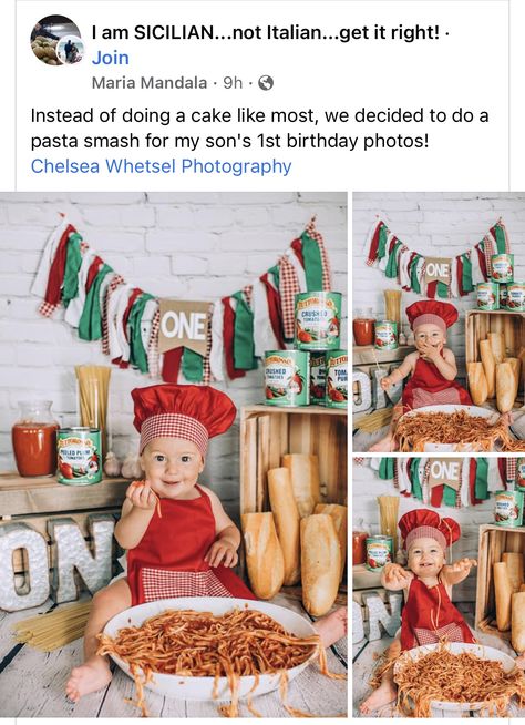 Pizza First Birthday Photo Shoot, Pizza One Year Old Photoshoot, Italian Food Birthday Party, Italian Themed Smash Cake, Pizza Birthday Photoshoot, Pizza First Birthday Pictures, Pizza Smash Cake Photoshoot, 100 Foods Before One Photoshoot, One Year Old Italian Birthday