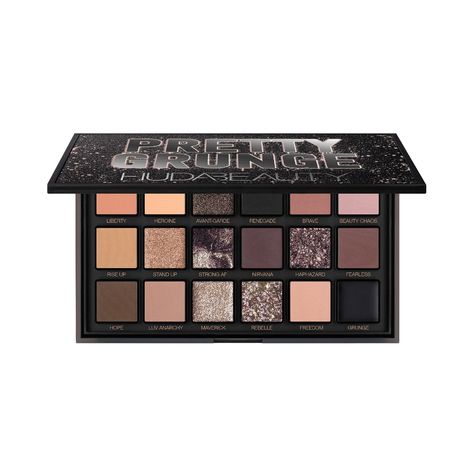 A smoky, cool-toned palette of wearable and versatile shades, including a black eye gloss and sparkly blacks and silvers, with finishes that range from matte nudes to multi-chromatic foils.Ingredient Callouts: Free of parabens, formaldehydes, formaldehyde-releasing agents, phthalates, mineral oil, retinyl palmitate, oxybenzone, coal tar, hydroquinone, sulfates SLS & SLES, triclocarban, triclosan, and contains less than one percent synthetic fragrance. It is also cruelty-free.What Else You Need t Grunge Eyeshadow, Styl Grunge, Siren Eyes, Huda Kattan, Bluish Green Eyes, Glam Modern, Dream Makeup, Lower Lashes, Glam Look