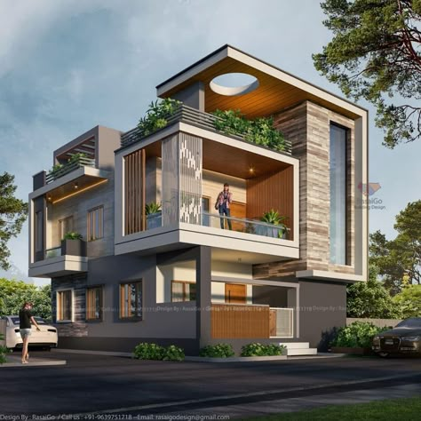 Corner Exterior Design, Modern Bungalow Elevation Design, Corner Residence Elevation, Corner Bungalow Elevation, Corner Villa Exterior Design, Modern Bunglow Elevations, Corner Home Elevation Design, Residence Design Architecture, G+1 Corner Elevation Design Modern