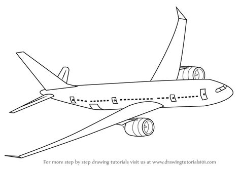 Learn How to Draw Flying Boeing Aeroplane (Airplanes) Step by Step : Drawing Tutorials Simple Airplane Drawing, Aeroplane Drawing, Airplane Outline, Airplane Sketch, Compass And Map Tattoo, Collage People, Plane Drawing, Adidas Wallpaper, Airplane Coloring Pages