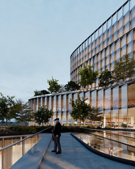 Gallery of A Retrofit in the UK and an Administrative Building in South Korea: 9 Unbuilt Office Projects Submitted to Archdaily - 16 Tower Facade, Building Rendering, Administrative Building, Mixed Use Building, Podium Design, Hotel Facade, Retail Facade, Commercial And Office Architecture, Architecture Portfolio Design