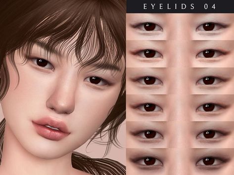 Sims 4 asian eyelids Sims 4 Asian Makeup, Eyeshadow Sims 4, Korean Eyeshadow, Eye Shoes, Cc Eyes, Sims 4 Piercings, Sims 4 Cc Eyes, Sims 4 Skin, Sims 4 Tsr