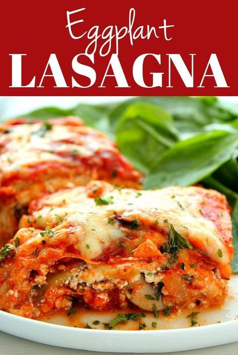 This vegetarian Eggplant Lasagna is perfect for a meatless dinner. It's filled with flavorful vegetable sauce, cheesy ricotta filling and topped with mozzarella. #lasagna #eggplant #vegetarian #lowcarb Healthy Eggplant Lasagna, Mozzarella Lasagna, Eggplant Lasagna Vegetarian, Lasagna Eggplant, Ricotta Filling, Eggplant Lasagna, Lasagna Ingredients, Veggie Lasagna, Vegetarian Lasagna