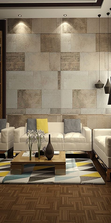 Wall With Tiles Living Room, Wall Tiles In Bedroom, Accent Wall Tiles Living Room, Sitout Wall Tiles, Tiles On Wall Living Room, Hall Wall Tiles Design, Interior Wall Tiles Living Room, Balcony Tiles Wall, Bedroom Tiles Wall