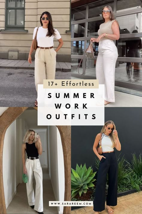 Looking for summer work outfits that look effortlessly stylish for any office setting? You'll love this list of 17+ work outfit ideas to copy this summer 2024. Baddie Office, Summer Office Looks, Summer Office Attire, Cute Outfit Ideas For Women, Summer Work Outfits Office Casual, Summer Work Outfits Office, Smart Casual Work Outfit Women, Summer Outfits Classy, Summer Business Casual Outfits