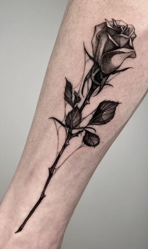 Dead Rose Tattoo, Rose Stem Tattoo, Dark Roses Tattoo, Black Rose Tattoo, Thorn Tattoo, Rose Tattoo Ideas, Rose Hand Tattoo, Rose Tattoos For Men, Rose Tattoos For Women