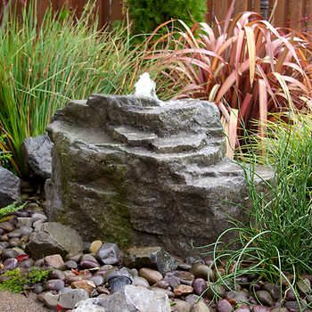 Pondless Fountain, Concrete Fountains, Glass Fiber Reinforced Concrete, Rock Fountain, Mountain Spring, Rock Mountain, Fountain Ideas, Rock Landscaping Ideas, Backyard Water Feature