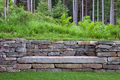 Stone Walls Garden, Stone Retaining Wall, Stone Bench, Landscape Edging, Dry Stone, Walled Garden, Wall Garden, Built In Bench, Stone Walls