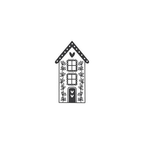 Gingerbread House Tattoo, Plate Drawing, Layer Cut, Home Tattoo, House Drawing, Little House, Gingerbread House, Line Drawing, Drawing Ideas