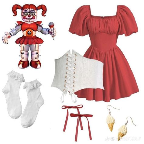 Cosplay Ideas Fnaf, Fnaf Inspired Outfits, Fnaf Clothes, Fnaf Outfits, Human Fnaf, Pink Circus, Fnaf Costume, 2024 Party, Creepypasta Cosplay