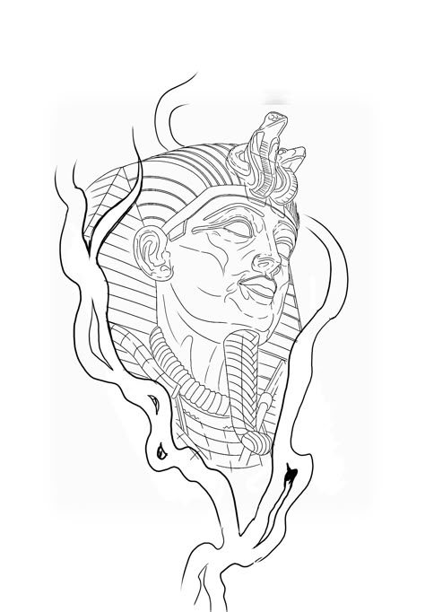 Pharaoh Tattoo Stencil, King Tut Tattoo Stencil, Egyptian Pharaohs Drawing, Pharoah Tattoo For Men, Egyptian Tattoo Stencil, Pharoah Tattoo, King Tut Tattoo, Egypt Tattoo Design, Rose Tattoo Stencil