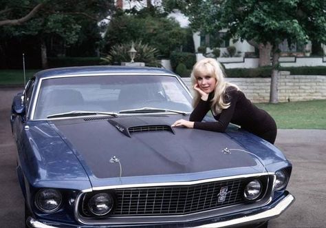 with her 428 Cobra Jet 1969 69 Mustang, Mustang 1969, Ford Mustang 1969, Mustang Girl, Vintage Mustang, Barbara Eden, I Dream Of Jeannie, Dream Of Jeannie, Australian Cars