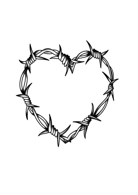 Barb Wire Tattoo Design, Barbwire Heart Tattoo Knee, Heart With Wire Tattoo, Barb Heart Tattoo, Bared Wire Heart Tattoo, Wire Tattoo Design, Bobbed Wire Heart Tattoo, Flash Tattoo Heart, Barb Wire Tattoo For Women