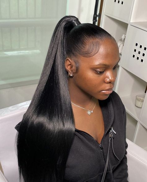 Weave Ponytail Hairstyles For Black Women Updo Pony Tails, Low Pony Hairstyles Black Women, Straight Back Ponytail, Ponytail Hairstyles Weave, Mid Ponytail Hairstyles Black Women, Pony Tailed Hairstyle Black Women, Low Ponytail Hairstyles For Black Women, Afro Ponytail Hairstyles, High Ponytail Hairstyles For Black Women