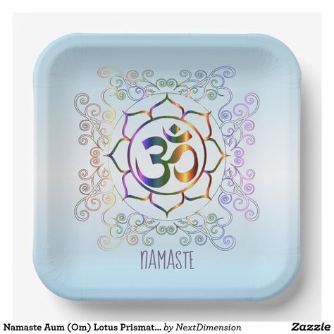 Namaste Aum (Om) Lotus Prismatic Ornamental Paper Plates Paper Plates, Name Plate, Namaste, Apple Watch Bands, Note Pad, Lotus, Thank You Cards, Art Wall, Tool Design