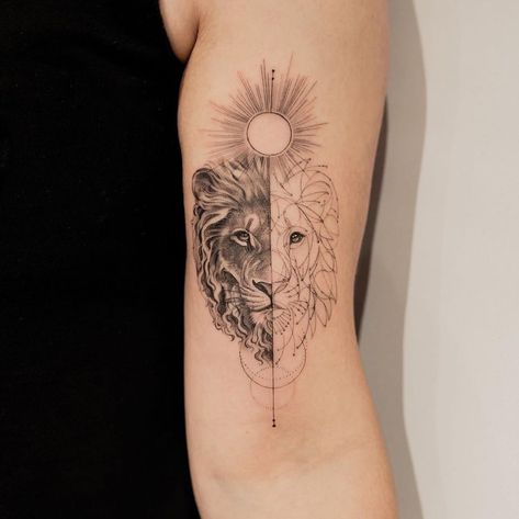 37 Extraordinary Lion Tattoo Designs Unique Lion Tattoos For Women, Shoulder Lion Tattoo Women, Tiger Lion Tattoo Design, Lion Tattoo Line, Leo Tattoo Women, Lion Body Tattoo, Women Lion Tattoo, Lion Rib Tattoo, Two Lions Tattoo