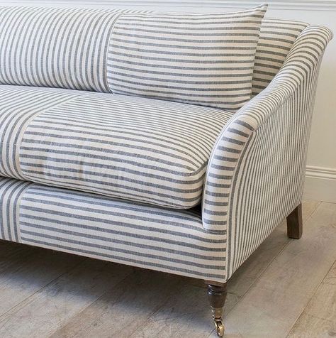 Guy Goodfellow Collection on Instagram: “An incredibly smart @lorfords sofa with Olive Sacking stripes arranged in a perpendicular pattern.” Lucy Williams Home, Striped Couch, Striped Sofa, Lucy Williams, Fun Furniture, Sofa Upholstery, Furniture Inspiration, Design Bedroom, Upholstered Furniture