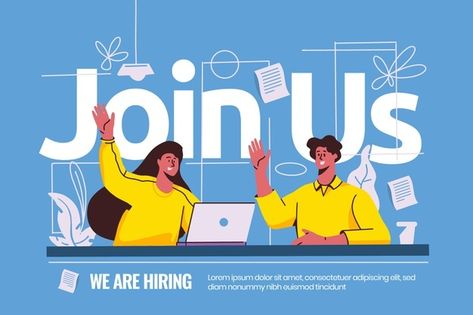 Join Us Illustration, Join Us Poster Design, Job Offer Design, Job Advertisement Design, Join Us Poster, Hiring Advertisement, Recruiting Graphics, Recruitment Poster Design, Flat Design Poster