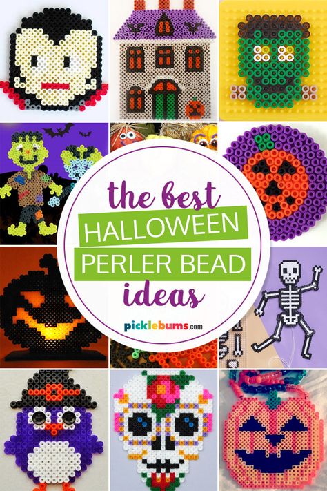 Perler Bead Art Halloween, Fall Perler Bead Patterns, Skull Perler, Halloween Perler Bead Patterns, Halloween Perler Beads, Hama Beads Halloween, Halloween Perler, Teen Projects, Halloween Craft Activities