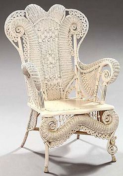 fancy victorian wicker that would grace any drawing room and make it grand Victorian Rocking Chair, Antique Wicker, Victorian Chair, Wicker Decor, Victorian Furniture, Shabby Style, White Wicker, Victorian Decor, Antique Chairs