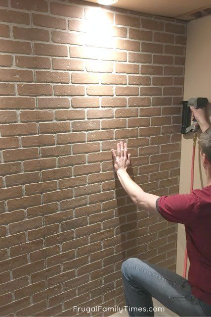 How to Make a DIY Faux Brick Wall Look Real Brick Paneling Ideas, Faux Paneling, Brick Veneer Panels, Fake Brick Wall, Brick Wall Bedroom, Diy Faux Brick Wall, Friends Room, Diy Brick Wall, Faux Brick Backsplash