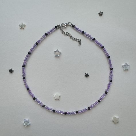 purple beaded necklace! ⋆. ݁⭒ #beadedjewelry #handmadejewelry #jewelry . Diy Bracelets For Boyfriend, Purple Beaded Necklace, Purple Bead Necklace, Purple Beaded Bracelets, Bracelets For Boyfriend, Purple Beads, Purple Necklace, Beading Ideas, Matching Necklaces