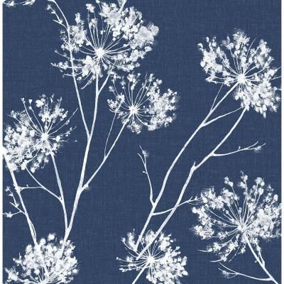 Denim Blue One O'Clocks Botanical Peel and Stick Wallpaper 30.75 sq. ft. Drops Patterns, Wallpaper Rolls, Botanical Wallpaper, Decor Pillows, Bathroom Wallpaper, Wallpaper Pattern, Peel Stick Wallpaper, Prepasted Wallpaper, Half Bath