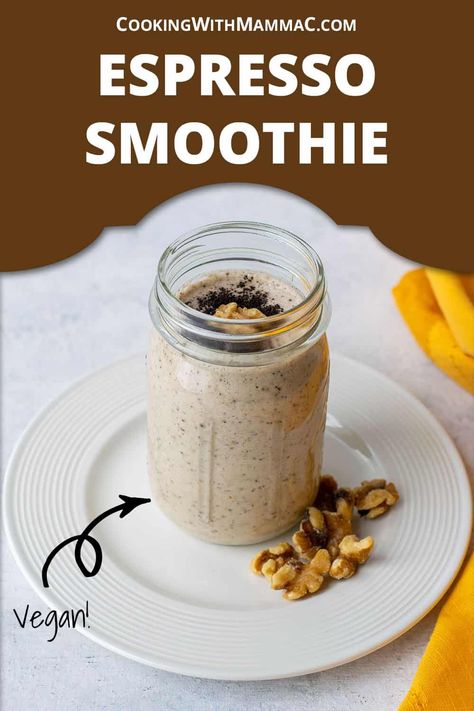 This Espresso Smoothie with Banana is delicious, healthy and refreshing! Start your morning with this naturally sweetened coffee smoothie and add protein powder if you wish. You can make it vegan or use dairy milk. Espresso Smoothie, Smoothie With Banana, Coffee Banana Smoothie, Date Smoothie, Liqueurs Recipes, Coffee Smoothie, Easy Drink Recipes, Banana Milk, Morning Smoothie