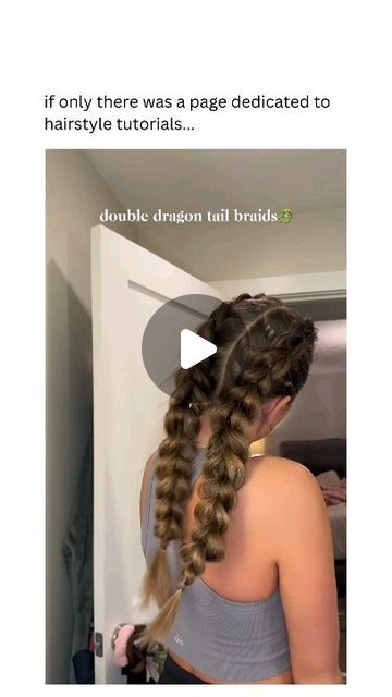 Hair Inspire Hub 💇🏻‍♀️✨❤️ on Instagram: "Double drugon tail braids 🤩❤️✨ #hair #hairstyle #hairinspo #hairideas #hairgoals" Dutch Braids On Curly Hair, Double Dragon Braid, Dragon Tail Braid, Topsy Tail Braid, Double Braid Hairstyles, Dragon Braid, Double Braids, Poofy Hair, Tail Hairstyle