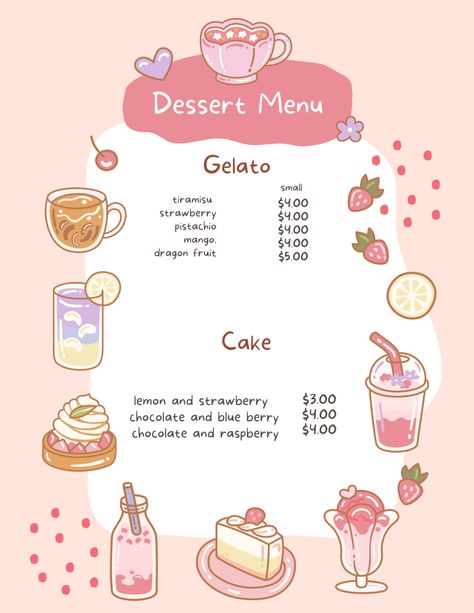 Choc Chip Muffins, Ice Cream Menu, Cafe Menu Design, خريطة ذهنية, Cute Bakery, Bakery Menu, Menu Design Template, Restaurant Menu Template, Summer Menu