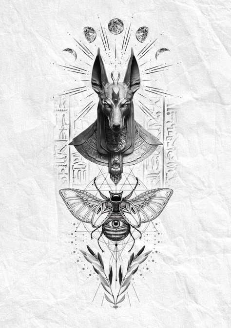 Egyptian themed realistic minimal tattoo design Egypt Tattoo Design, Egyptian Eye Tattoos, Egyptian Tattoo Sleeve, Anubis Tattoo, Minimal Tattoo Design, Egypt Tattoo, Greek Mythology Tattoos, Geometric Tattoo Design, Egyptian Tattoo