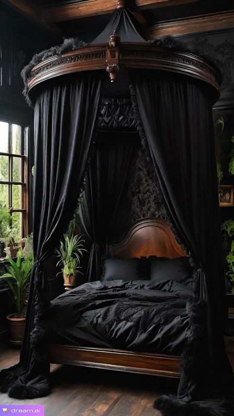 Glamour Bedroom Ideas Luxury, White Gothic Bedroom, Chalet Home, Dark Romantic Bedroom, Dark Feminine Bedroom, Dark Bedrooms, Hone Decor, Bedroom Ideas Luxury, Bed Makeover