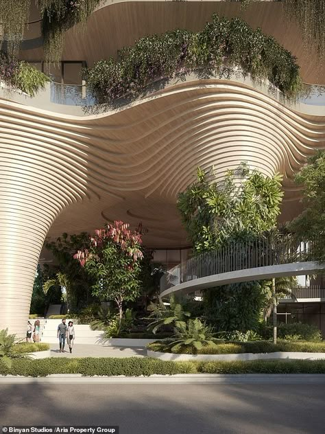 'Vertical garden' high-rise in Australia will be dred in more than 20,000 trees and plants Biophilic Architecture, Residential Tower, Green Scenery, Urban Forest, Mix Use Building, Parametric Architecture, Building Concept, Biophilic Design, H Design