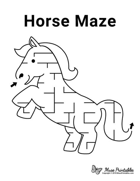 Free printable horse maze. Download it at https://museprintables.com/download/maze/horse/ Horse Activity Sheets, Horse Activities For Kids, Preschool Lesson Plans Themes, Mazes For Kids Printable, Summer Camp Themes, Maze Worksheet, Printable Mazes, Horse Lessons, Kindergarten Coloring Pages