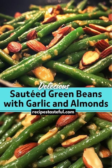 Sautéed Green Beans with Garlic and Almonds is a quick, healthy side dish featuring tender-crisp green beans, aromatic garlic, and crunchy almonds. Perfect for complementing a variety of main courses while adding a touch of elegance and flavor. Christmas Green Beans Recipe, Roasted Almonds Recipe, Green Beans With Garlic, Garlic Green Bean Recipes, Green Beans Side, Green Beans With Almonds, Green Beans Side Dish, Sauteed Green Beans, Healthy Side Dish